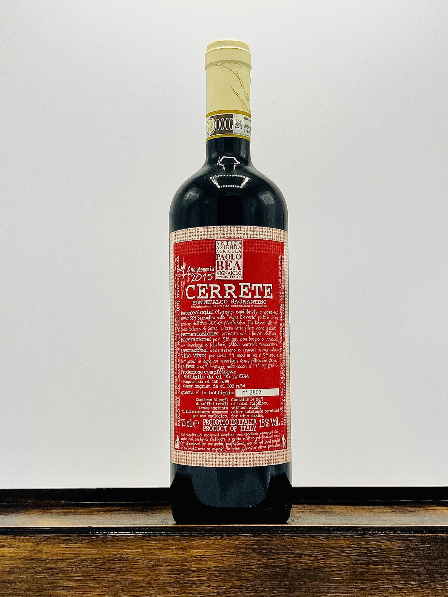 Azienda Agricola Paolo Bea 'Vigneto Cerrete' Sagrantino Secco di Montefalco, 2015