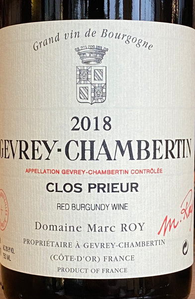 Domaine Marc Roy "Clos Prieur" Gevrey-Chambertin, 2018