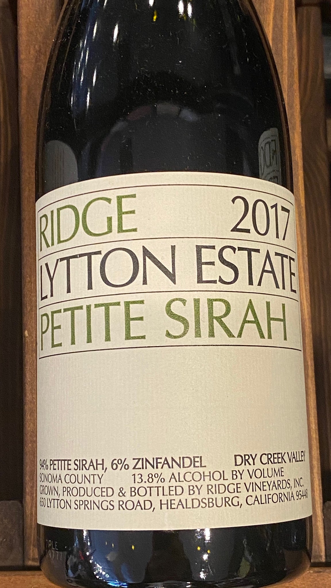 Ridge Vineyards Lytton Estate Petite Sirah Dry Creek Valley The Wise