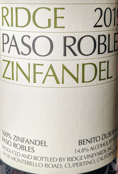 Ridge Vineyards Zinfandel Paso Robles, 2020