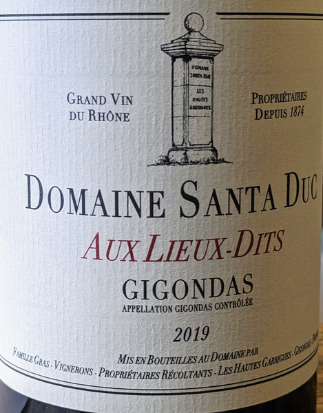Domaine Santa Duc "Aux Lieux-Dits" Gigondas, 2019