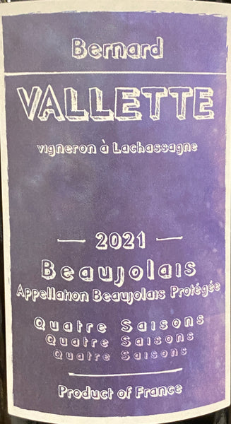 Bernard Vallette 'Quatre Saisons' Beaujolais, 2021