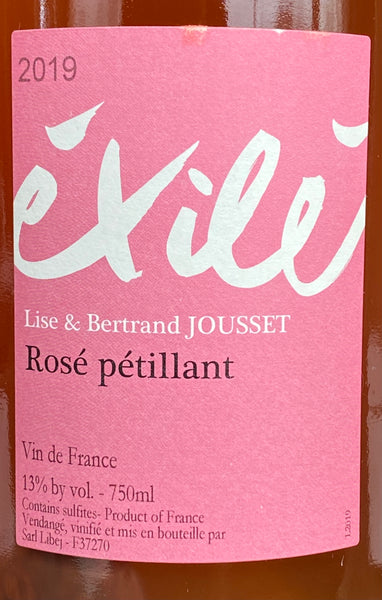 Lise et Bertrand Jousset Exile VDF Petillant Rose, 2020
