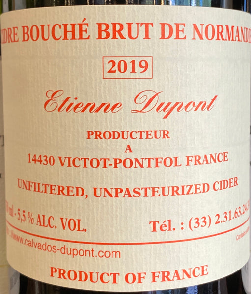 Familial Etienne Dupont 'Cidre Bouche' Brut, 2019