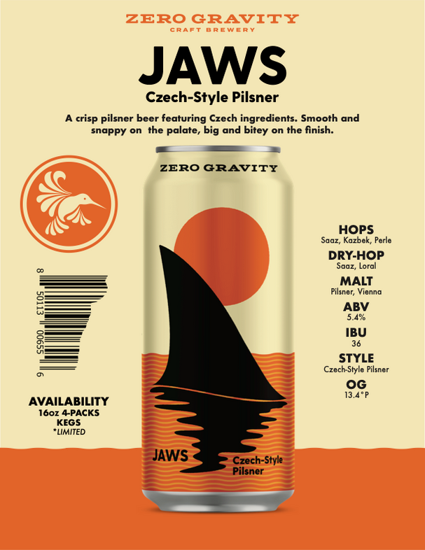 Zero Gravity Brewing "Jaws" Pilsner The Wise Old Dog