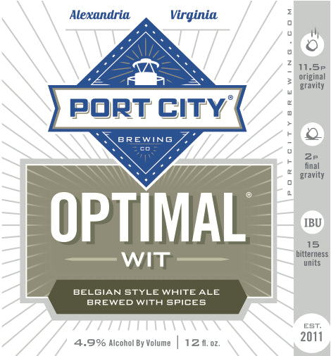 Port City Brewing "Optimal Wit" Belgian Style White Ale